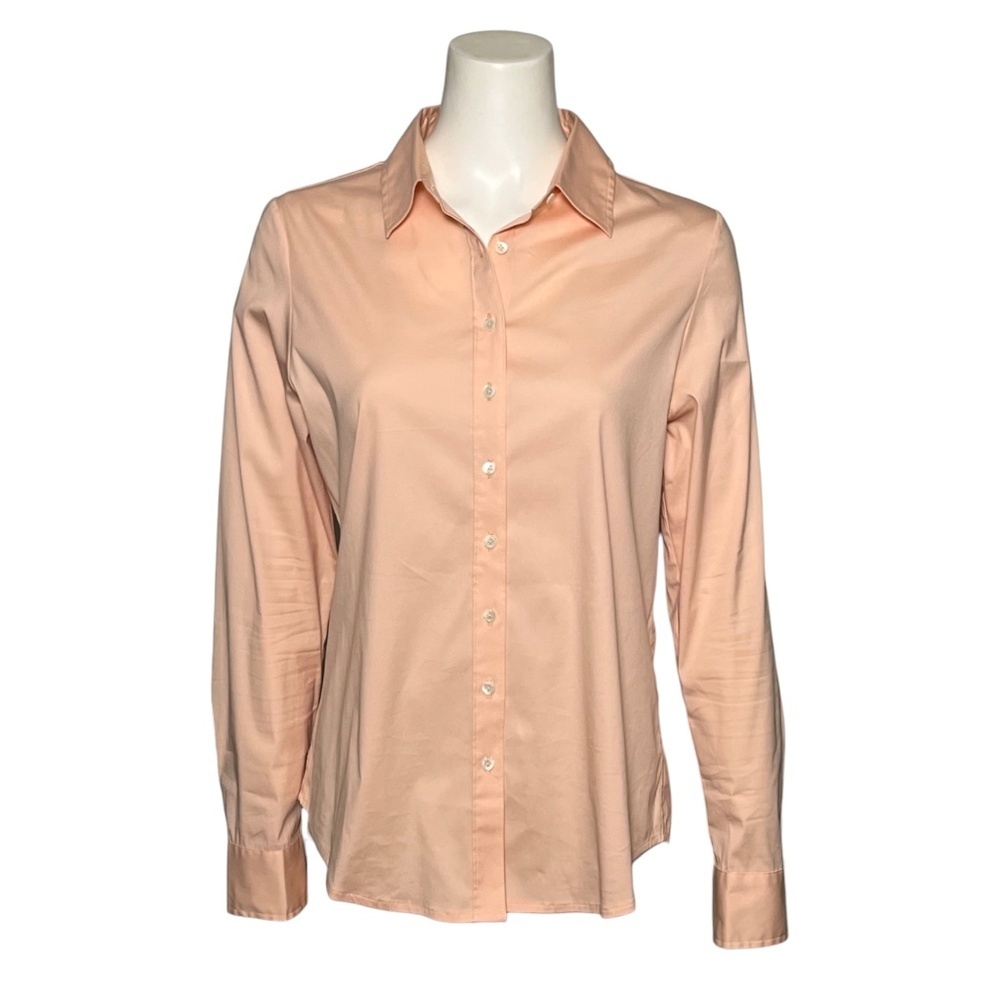 The Shirt by Rochelle Behrens Top Womens Large Button Up Peach Pink Dress Casual